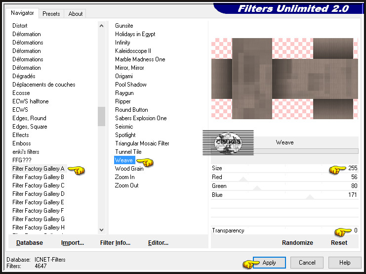 Effecten - Insteekfilters - <I.C.NET Software> - Filters Unlimited 2.0 - Filter Factory Gallery A - Weave... :
