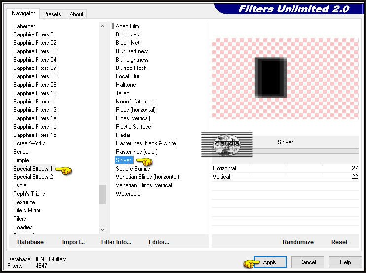 Effecten - Insteekfilters - <I.C.NET Software> - Filters Unlimited 2.0 - Special Effects 1 - Shiver :