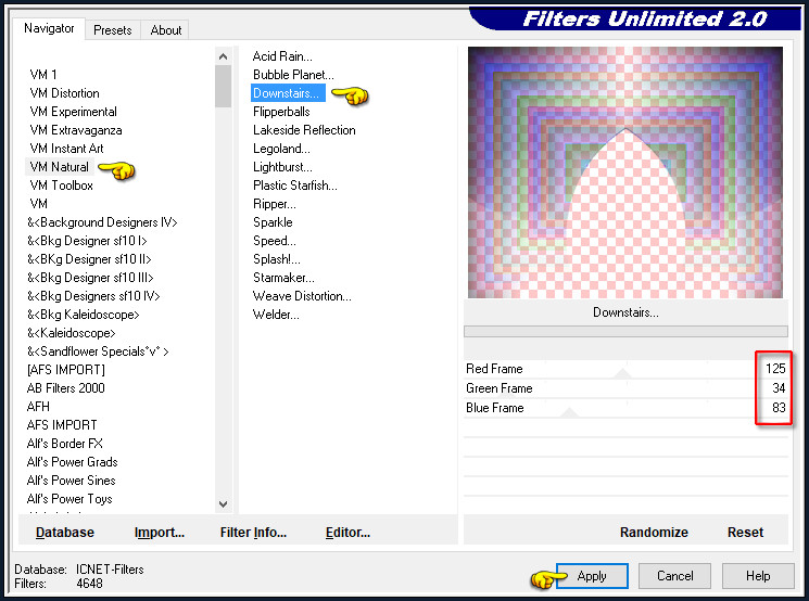 Effecten - Insteekfilters - <I.C.NET Software> - Filters Unlimited 2.0 - VM Natural - Downstairs... :