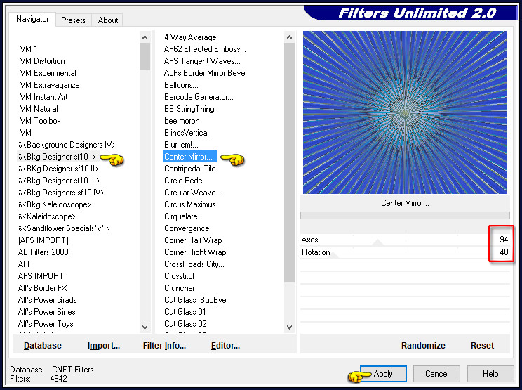 Effecten - Insteekfilters - <I.C.NET Software> - Filters Unlimited 2.0 - &<Bkg Designer sf10 I> - Center Mirror... :