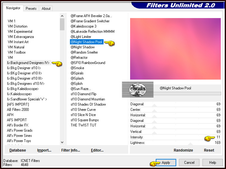 Effecten - Insteekfilters - <I.C.NET Software> - Filters Unlimited 2.0 - &<Background Designers IV> - @Night Shadow Pool :