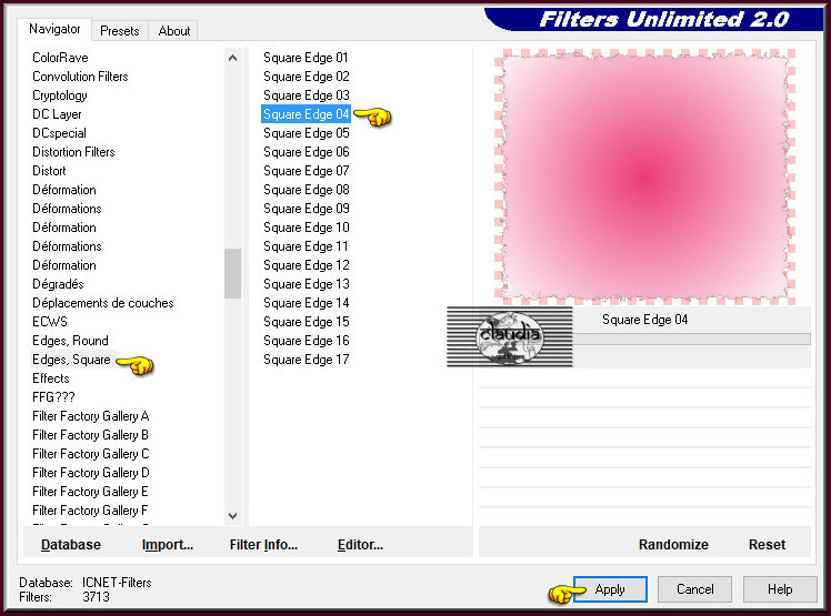 Effecten - Insteekfilters - <I.C.NET Software> - Filters Unlimited 2.0 - Edges, Aquare - Square Edge 04