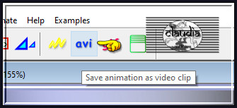 Klik nu op de knop "avi" : we gaan de animatie opslaan als een video bestand