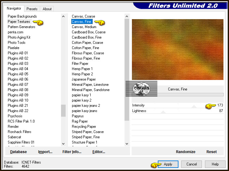 Effecten - Insteekfilters - <I.C.NET Software> - Filters Unlimited 2.0 - Paper Textures - Canvas, Fine :