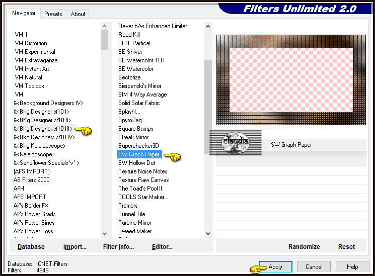 Effecten - Insteekfilters - <I.C.NET Software> - Filters Unlimited 2.0 - &<Bkg Designer sf10 III> - SW Graph Paper :