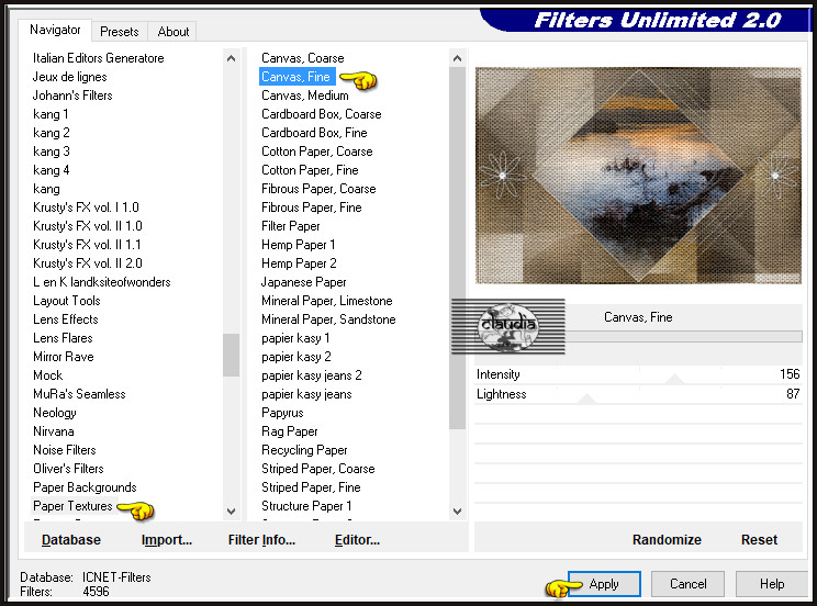 Effecten - Insteekfilters - <I.C.NET Software> - Filters Unlimited 2.0 - Paper Textures - Canvas, Fine