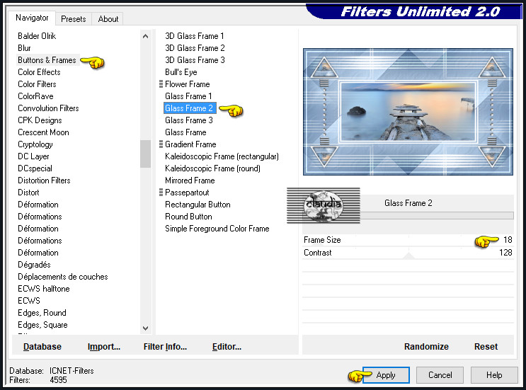 Effecten - Insteekfilters - <I.C.NET Software> - Filters Unlimited 2.0 - Buttons & Frames - Glass Frame 2