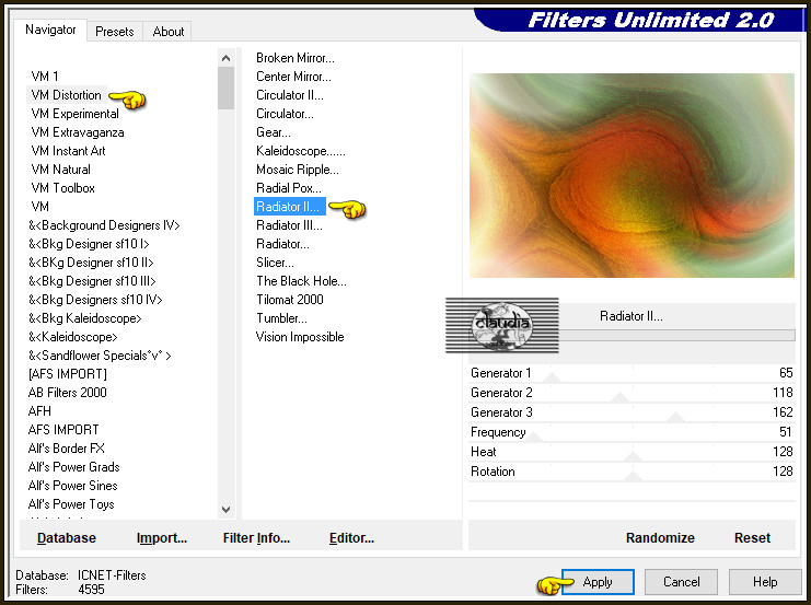 Effecten - Insteekfilters - <I.C.NET Software> - Filters Unlimited 2.0 - VM Distortion - Radiator II