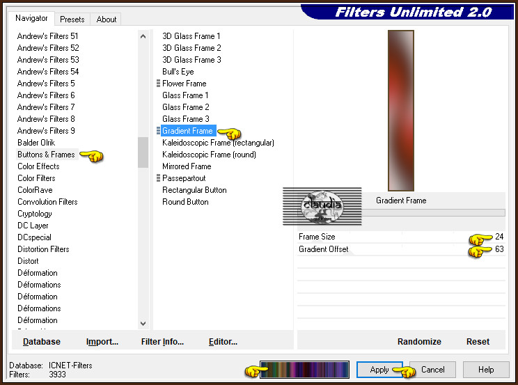 Effecten - Insteekfilters - <I.C.NET Software> - Filters Unlimited 2.0 - Buttons & Frames - Gradient Frame