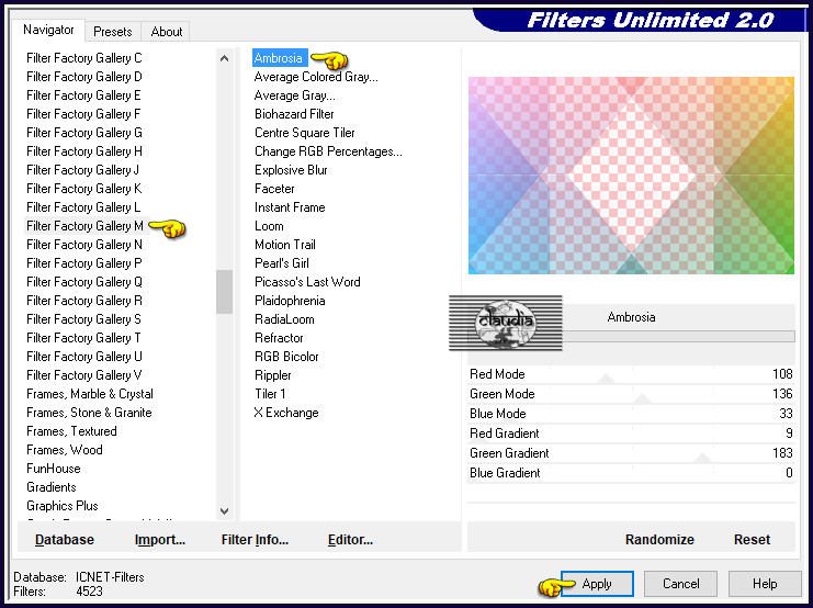 Effecten - Insteekfilters - <I.C.NET Software> - Filters Unlimited 2.0 - Filter Factory Gallery M - Ambrosia