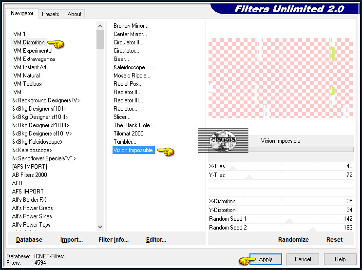 Effecten - Insteekfilters - <I.C.NET Software> - Filters Unlimited 2.0 - VM Distortion - Vission Impossible