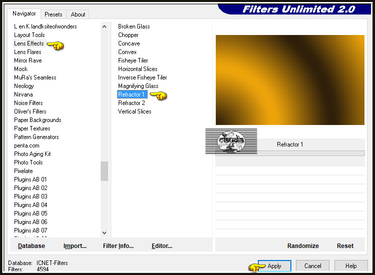 Effecten - Insteekfilters - <I.C.NET Software> - Filters Unlimited 2.0 - Lens Effects - Refractor 1