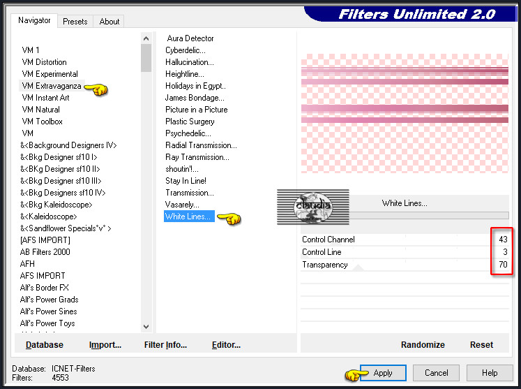 Effecten - Insteekfilters - <I.C.NET Software> - Filters Unlimited 2.0 - VM Extravaganza - White Lines