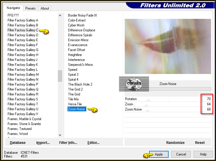 Effecten - Insteekfilters - <I.C.NET Software> - Filters Unlimited 2.0 - Filter Factory Gallery C - Zoom Noise