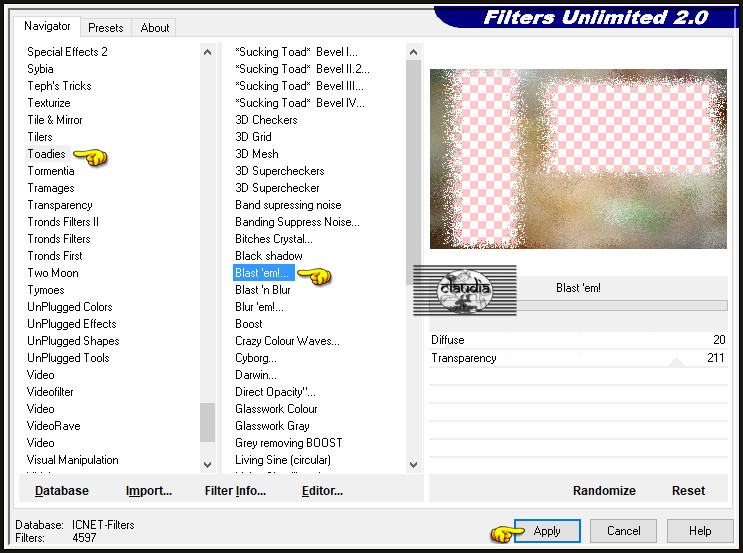 Effecten - Insteekfilters - <I.C.NET Software> - Filters Unlimited 2.0 - Toadies - Blast'em!
