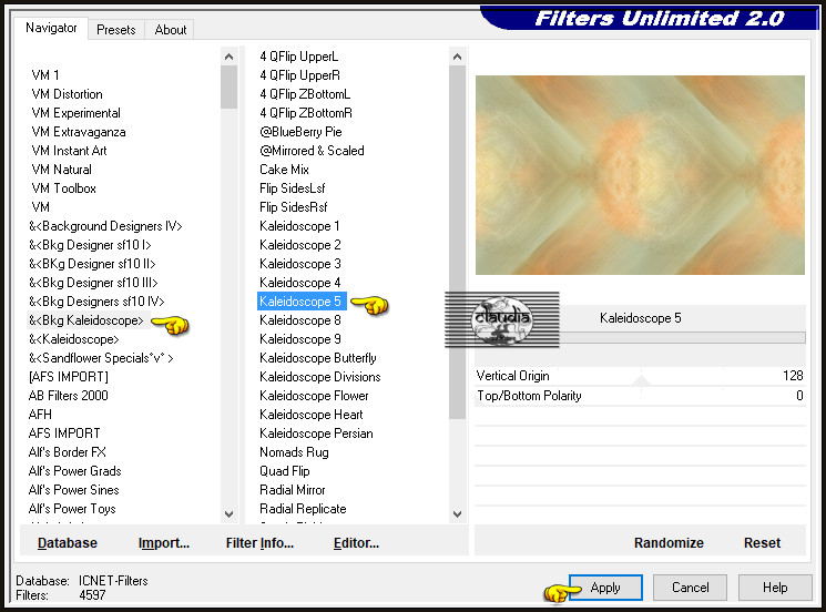 Effecten - Insteekfilters - <I.C.NET Software> - Filters Unlimited 2.0 - &<BKg Kaleidoscope> - Kaleidoscope 5