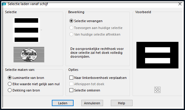 Selecties - Selectie laden/opslaan - Selectie laden vanaf schijf : SELECTION 3 182