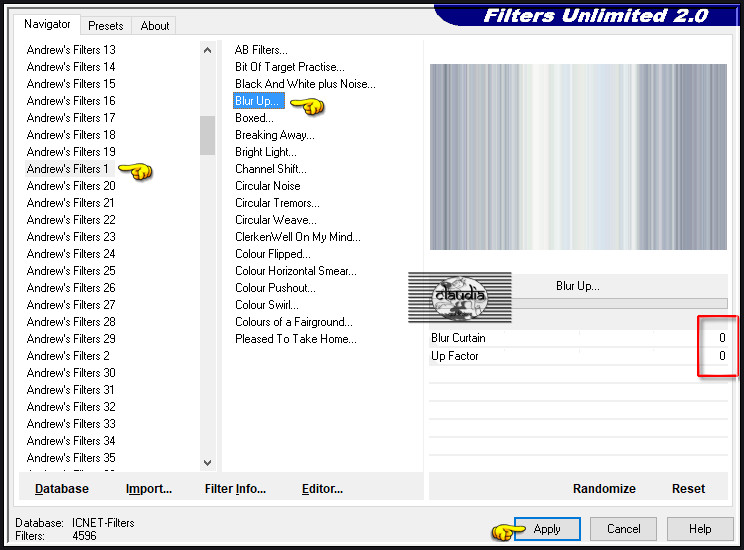 Effecten - Insteekfilters - <I.C.NET Software> - Filters Unlimited 2.0 - Andrew's Filters 1 - Blur Up...
