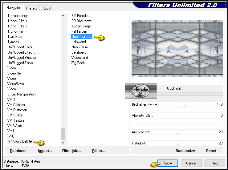 Effecten - Insteekfilters - <I.C.NET Software> - Filters Unlimited 2.0 - °v° Kiwi's Oelfilter - Guck Mal...... 