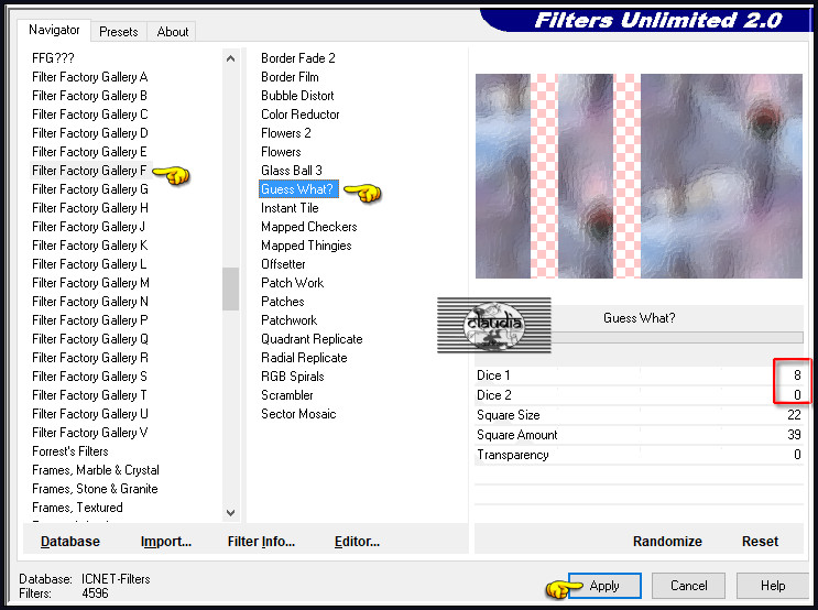 Effecten - Insteekfilters - <I.C.NET Software> - Filters Unlimited 2.0 - Filter Factory Gallery F - Guess What?