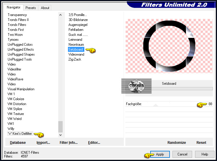 Effecten - Insteekfilters - <I.C.NET Software> - Filters Unlimited 2.0 - °v° Kiwi's Oelfilter - Setzboard