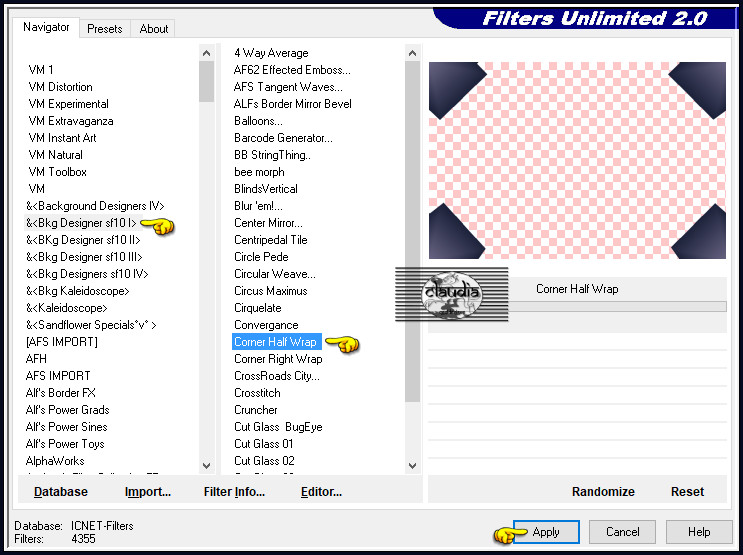 Effecten - Insteekfilters - <I.C.NET Software> - Filters Unlimited 2.0 -&<Bkg Designer sf10 I> - Corner Half Wrap