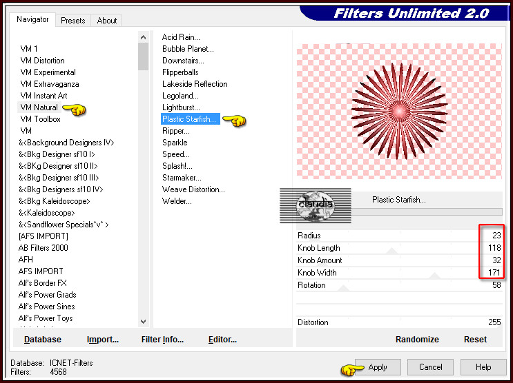 Effecten - Insteekfilters - <I.C.NET Software> - Filters Unlimited 2.0 - VM Natural - Plastic Starfish