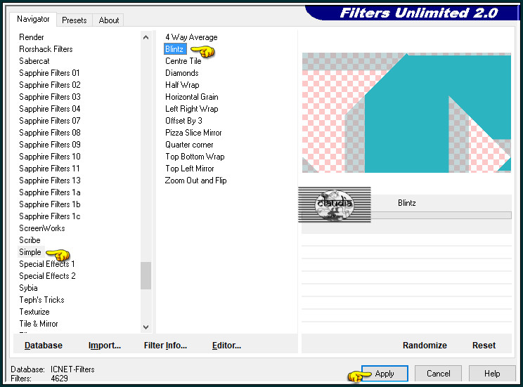 Effecten - Insteekfilters - <I.C.NET Software> - Filters Unlimited 2.0 - Simple - Blintz :