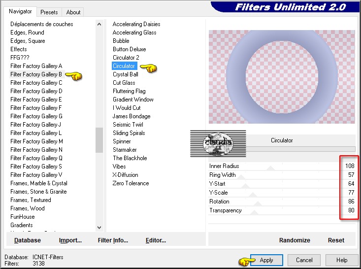 Effecten - Insteekfilters - <I.C.NET Software> - Filters Unlimited 2.0 - Filter Factory Gallery B - Circulator