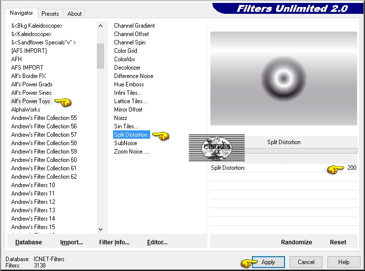 Effecten - Insteekfilters - <I.C.NET Software> - Filters Unlimited 2.0 - Alf's Power Toys - Split Distortion