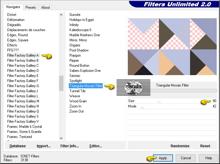 Effecten - Insteekfilters - <I.C.NET Software> - Filters Unlimited 2.0 - Filter Factory Gallery A - Triangular Mosaic Filter 