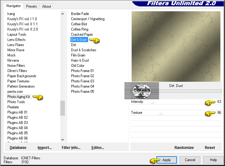 Effecten - Insteekfilters - <I.C.NET Software> - Filters Unlimited 2.0 - Photo Aging Kit - Dirt & Dust 