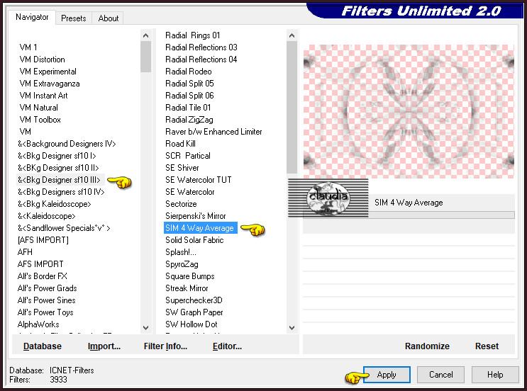 Effecten - Insteekfilters - <I.C.NET Software> - Filters Unlimited 2.0 - &<Bkg Desiger sf10 III - SIM 4 Way Average