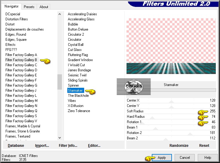 Effecten - Insteekfilters - <I.C.NET Software> - Filters Unlimited 2.0 - Filter Factory Gallery B - Starmaker