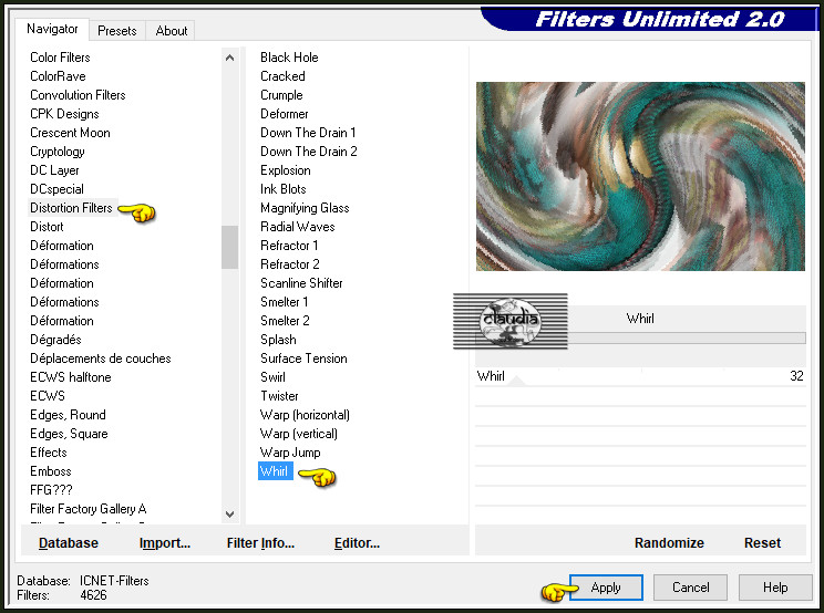 Effecten - Insteekfilters - <I.C.NET Software> - Filters Unlimited 2.0 - Distortion Filters - Whirl :