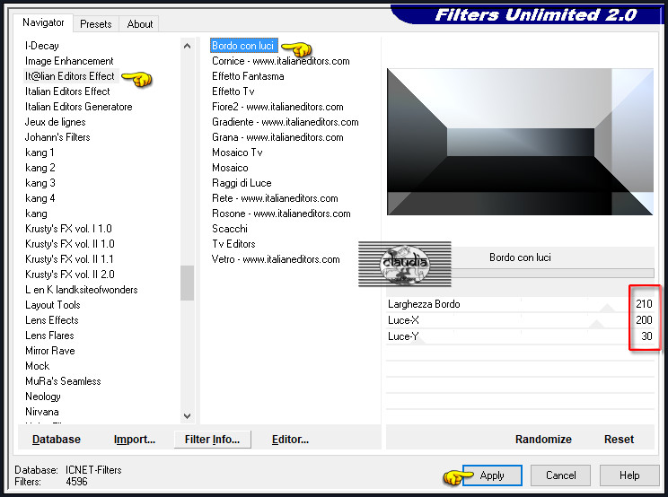 Effecten - Insteekfilters - <I.C.NET Software> - Filters Unlimited 2.0 - It@lian Editors Effect - Bordo con luci