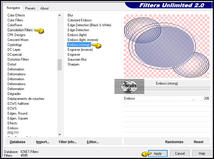 Effecten - Insteekfilters - <I.C.NET Software> - Filters Unlimited 2.0 - Convolution Filters - Emboss (strong)