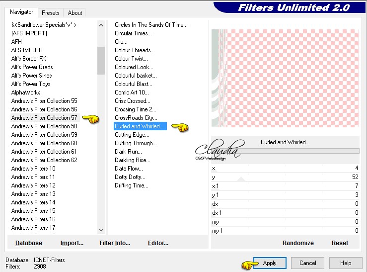 Effecten - Insteekfilters - <I.C.NET Software> - Filters Unlimited 2.0 - Andrew's Filter Collection 57 - Curled and Whirled :