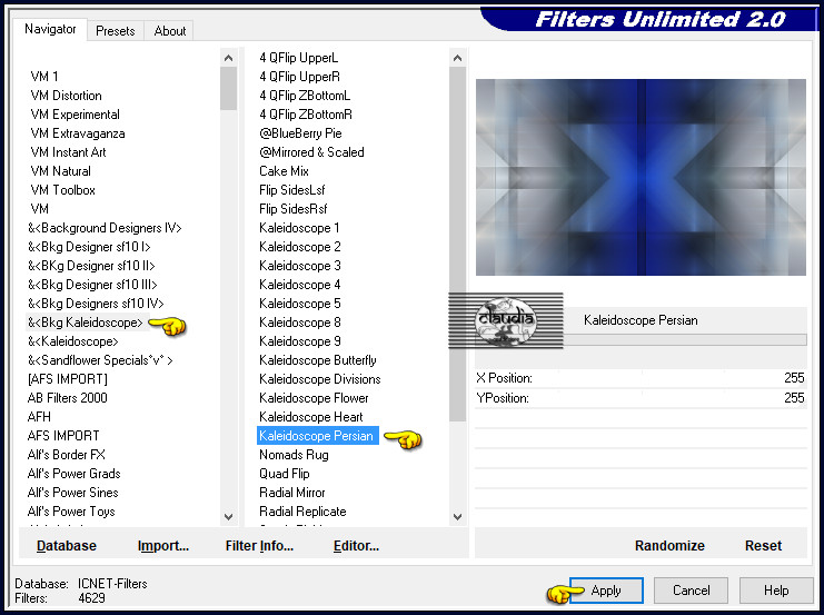 Effecten - Insteekfilters - <I.C.NET Software> - Filters Unlimited 2.0 - &<Bkg Kaleidoscope> - Kaleidoscope Persian :