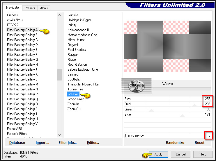 Effecten - Insteekfilters - <I.C.NET Software> - Filters Unlimited 2.0 - Filter Factory Gallery A - Weave :