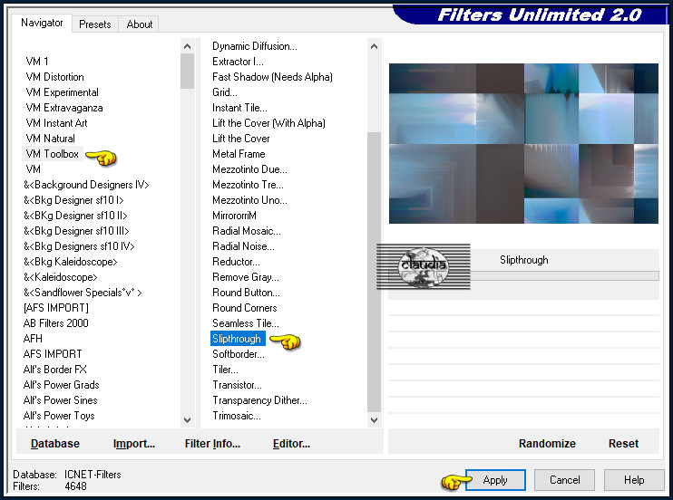 Effecten - Insteekfilters - <I.C.NET Software> - Filters Unlimited 2.0 - VM Toolbox - Slipthrough :