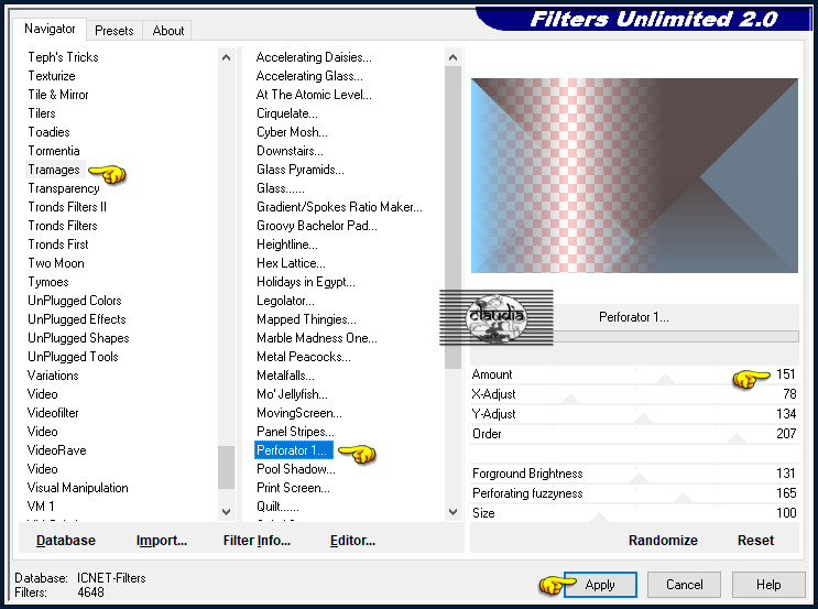 Effecten - Insteekfilters - <I.C.NET Software> - Filters Unlimited 2.0 - Tramages - Perforator 1... :