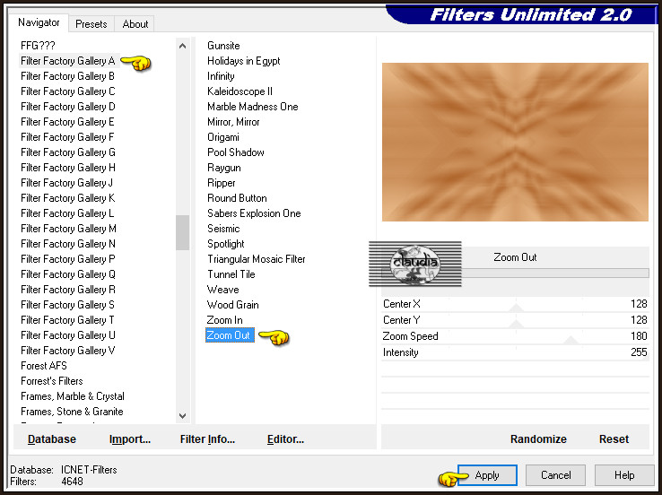Effecten - Insteekfilters - <I.C.NET Software> - Filters Unlimited 2.0 - Filter Factory Gallery A - Zoom Out :