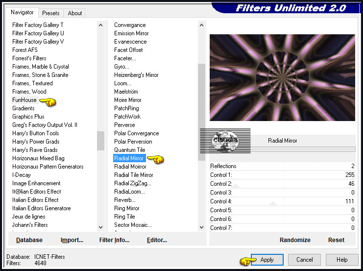 Effecten - Insteekfilters - <I.C.NET Software> - Filters Unlimited 2.0 - FunHouse - Radial Mirror :