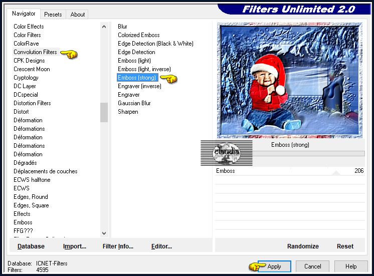 Effecten - Insteekfilters - <I.C.NET Software> - Filters Unlimited 2.0 - Convolution Filters - Emboss (strong)