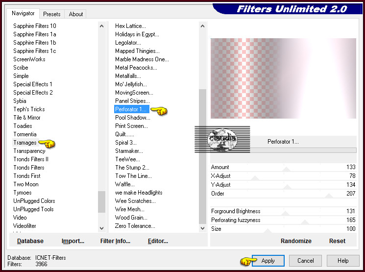 Effecten - Insteekfilters - <I.C.NET Software> - Filters Unlimited 2.0 - Tramages - Perforator 1 