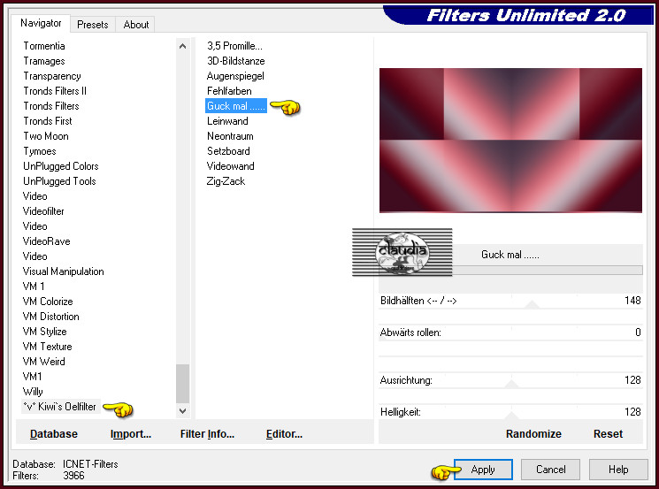 Effecten - Insteekfilters - <I.C.NET Software> - Filters Unlimited 2.0 - °v° Kiwi's Oelfilter - Guck mal