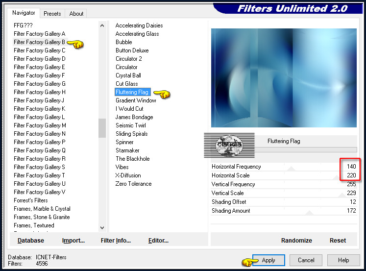 Effecten - Insteekfilters - <I.C.NET Software> - Filters Unlimited 2.0 - Filter Factory Gallery B - Fluttering Flag