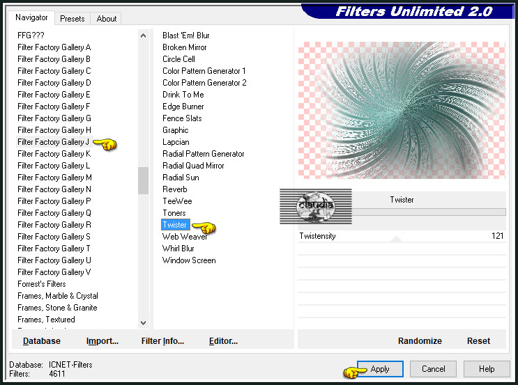 Effecten - Insteekfilters - <I.C.NET Software> - Filters Unlimited 2.0 - Filter Factory Gallery L - Twister :
