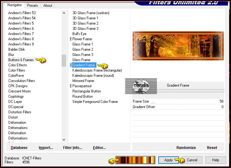 Effecten - Insteekfilters - <I.C.NET Software> - Filters Unlimited 2.0 - Buttons & Frames - Gradient Frame